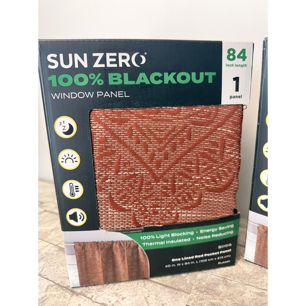 2 PCs Sun Zero Sintra Medallion Russet 40"x84" Polyester 100% Blackout New - Picture 16 of 16